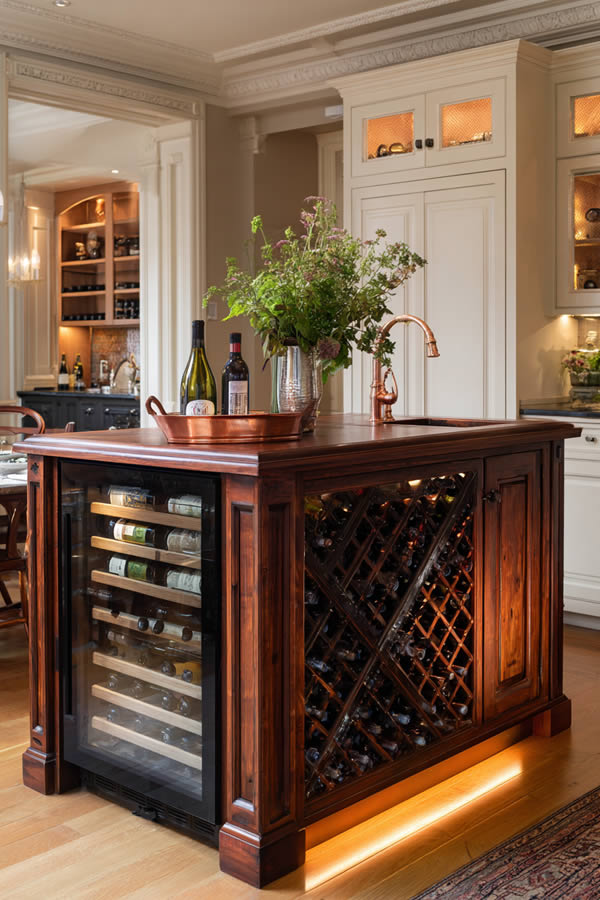 Built-In Wine Storage Kitchen Island Display