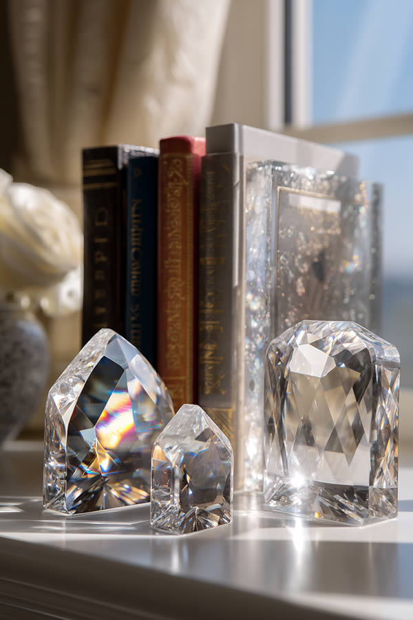 Crystal Bookends With Matching Accessories Crystal Bookends With Matching Accessories