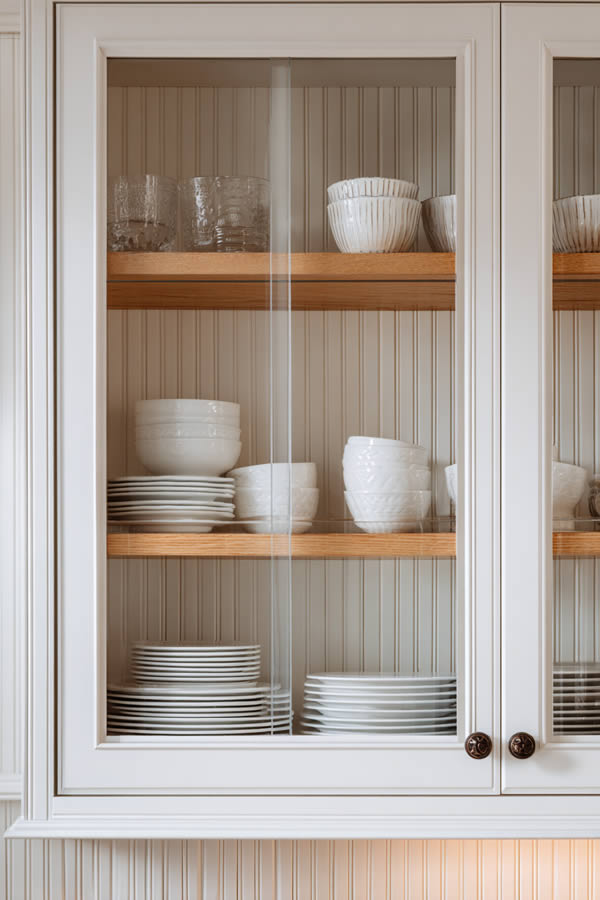 Farmhouse Beadboard Kitchen Cabinet Makeover Backing