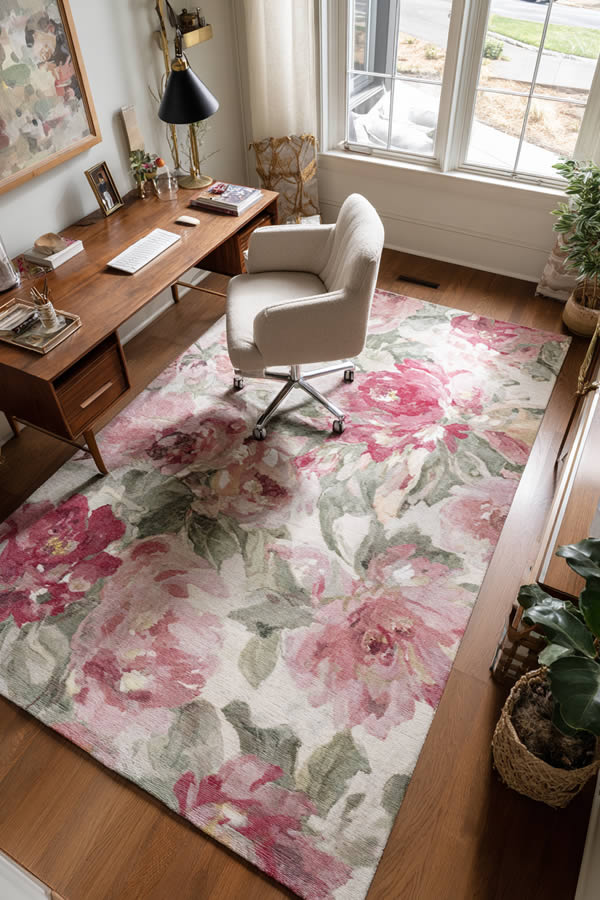 Floral Rug To Define Your Office Space Floral Rug To Define Your Office Space