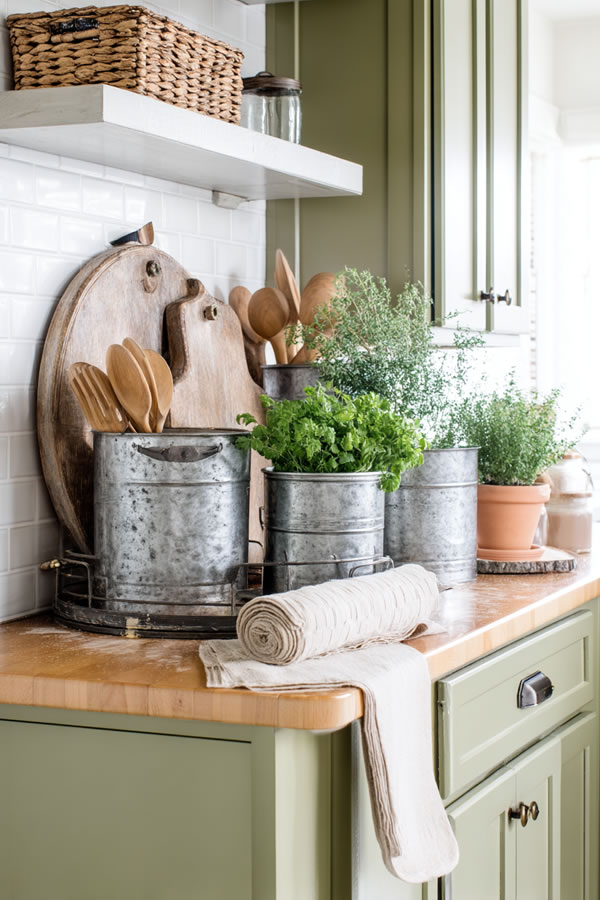 Galvanized Metal Accents Style Kitchen