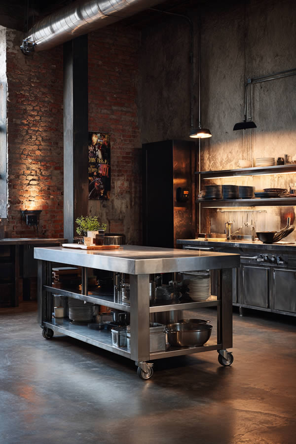 Industrial Metal Kitchen Island Style