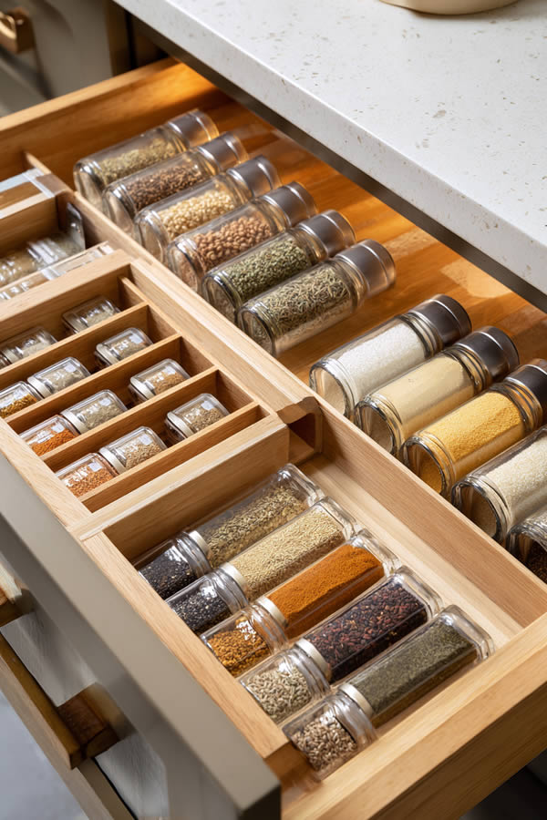 Kitchen Cabinet Spice Rack Makeover Integration