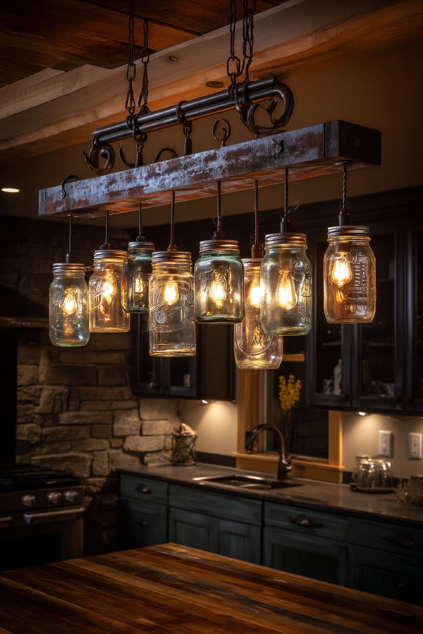 Mason Jar Light Fixtures Kitchen