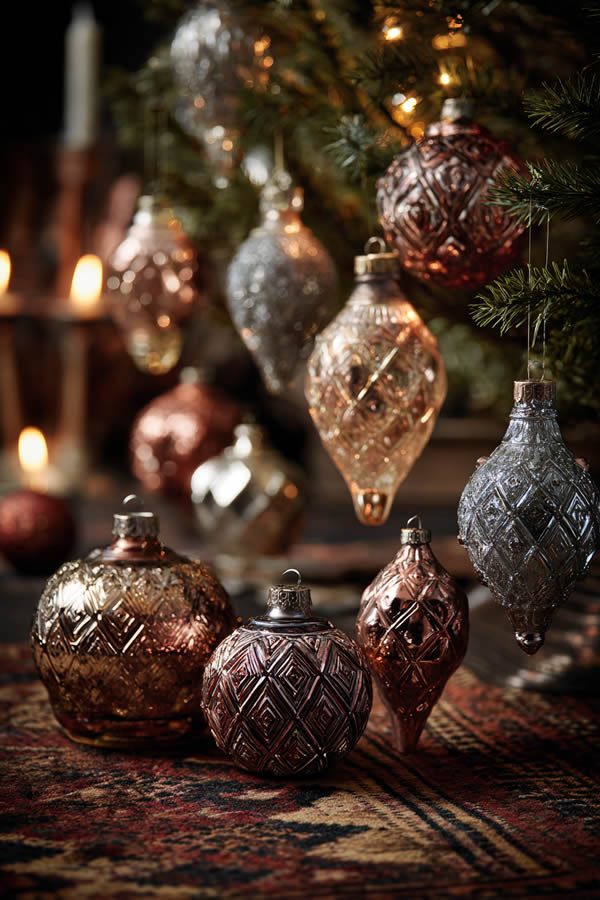 Mercury Glass Ornament Xmas Tree Display