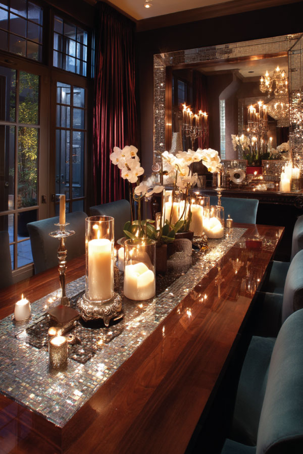 A Table With A Mirror Mosaic Accent Border A Table With A Mirror Mosaic Accent Border