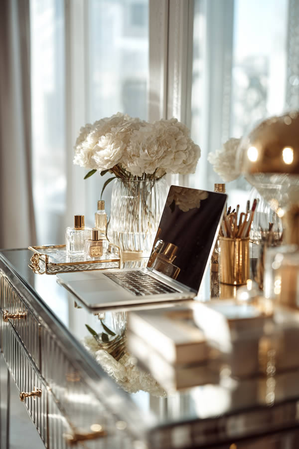 Mirrored Desk With Space For Laptop Mirrored Desk With Space For Laptop