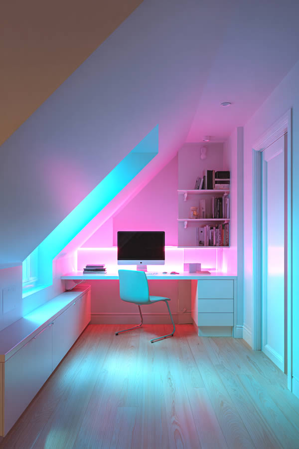 A Modern Space Saving Attic Office Layout A Modern Space Saving Attic Office Layout