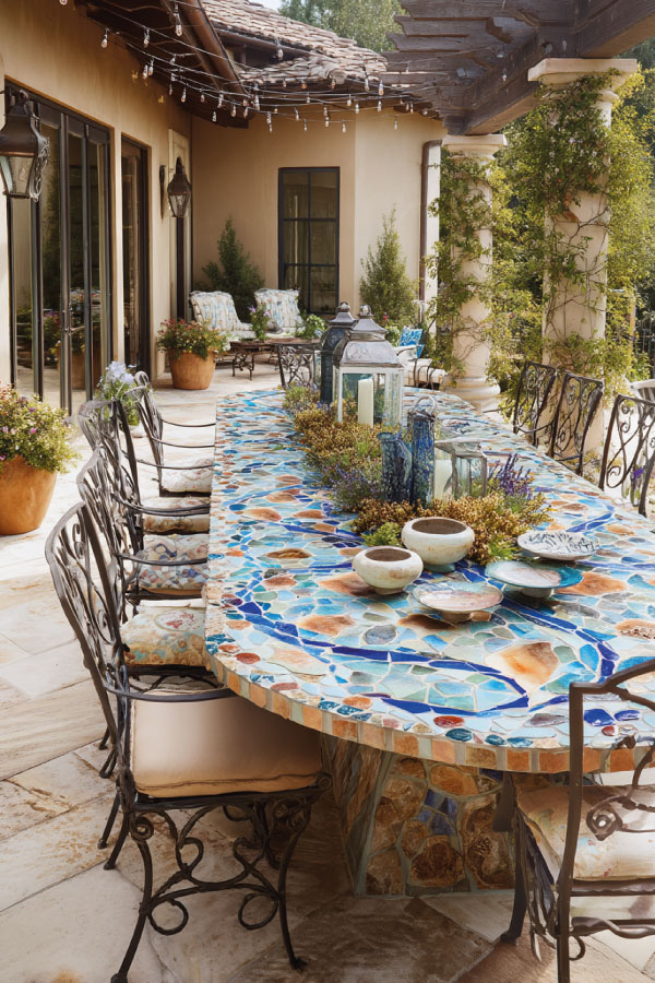 A Table With A Mosaic Tile Tabletop A Table With A Mosaic Tile Tabletop