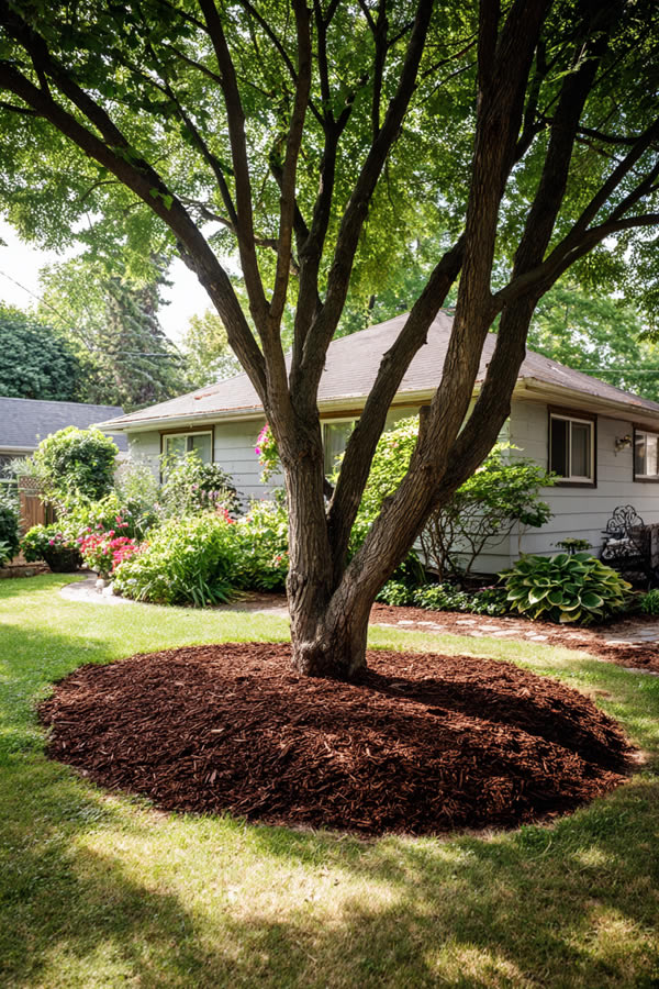 Mulch Border Around Trees Yard Idea