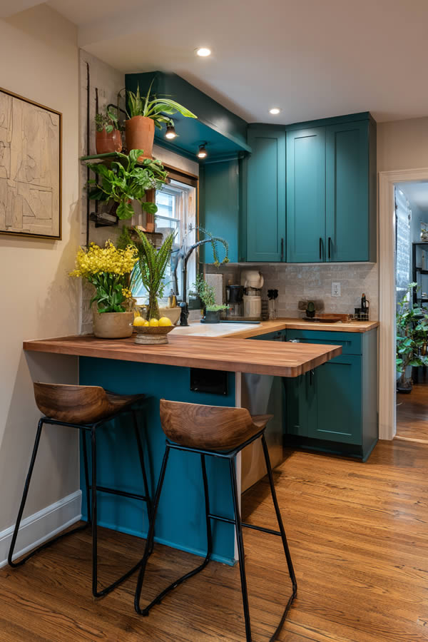 Multi-Functional Teal Kitchen Peninsula Multi-Functional Teal Kitchen Peninsula