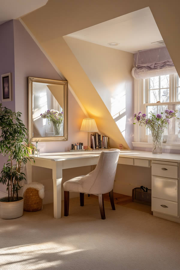 Mirrors Used To Optimize Natural Light In An Attic Office Mirrors Used To Optimize Natural Light In An Attic Office