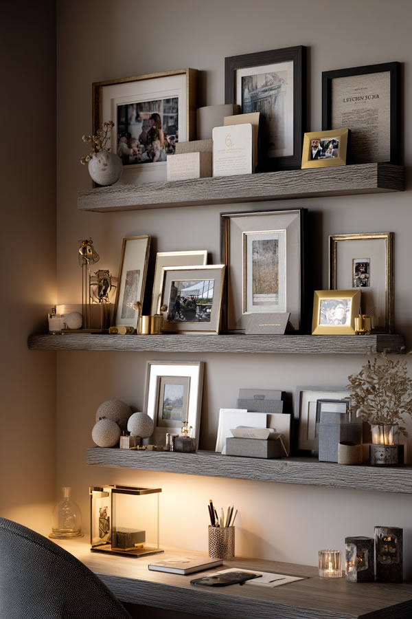 A Personal Memory Display Corner In A Home Office