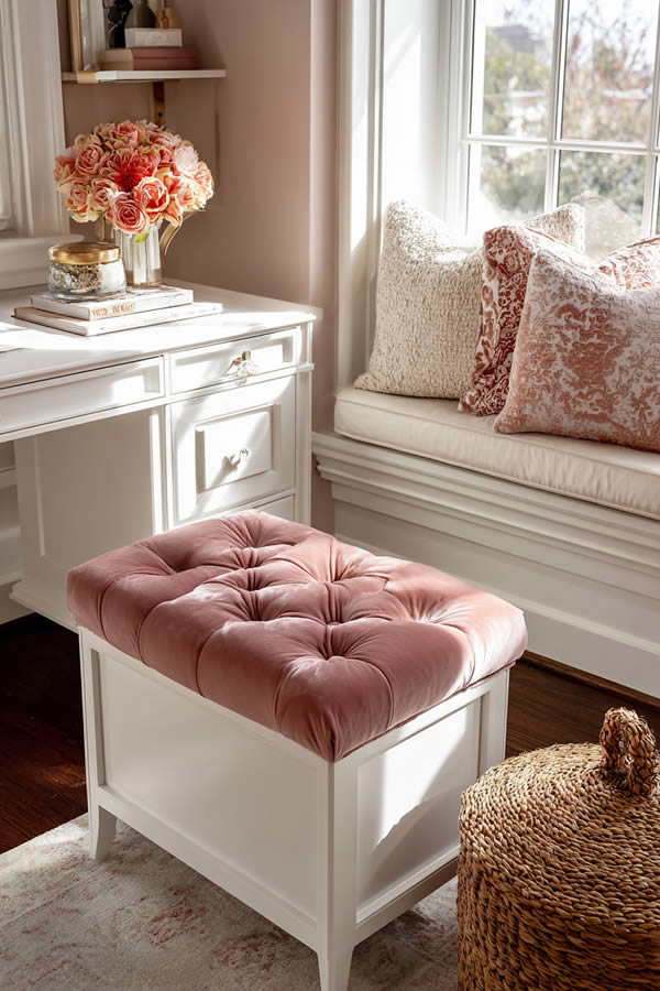 Pink Storage Unit With Soft Cushioning Pink Storage Unit With Soft Cushioning