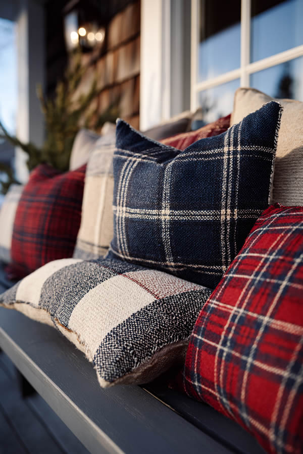 Plaid Throw Pillow Arrangement
