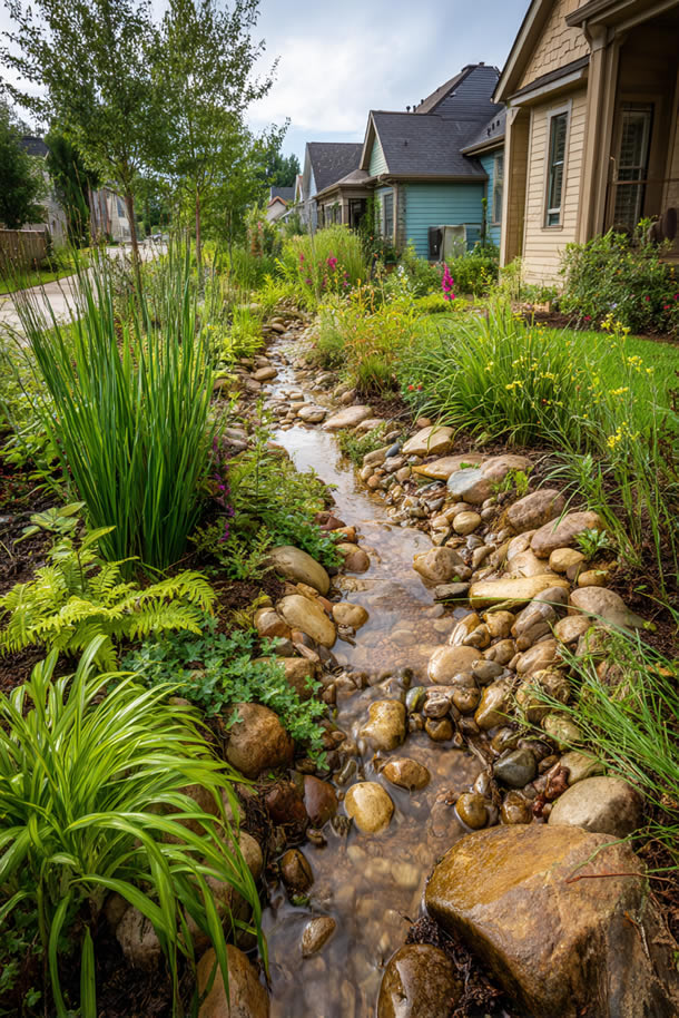 Rain Garden Depression in Yard