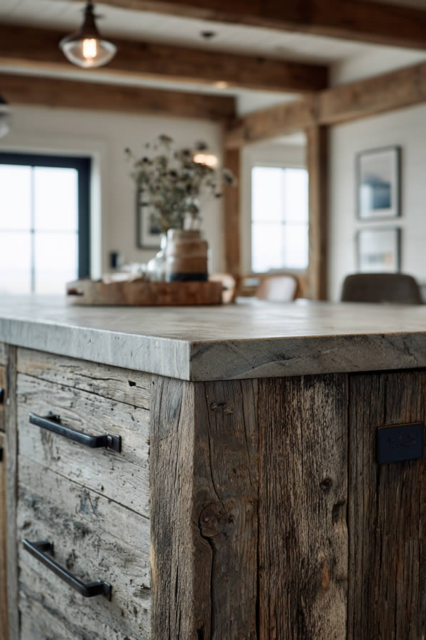 Rustic Reclaimed Wood Kitchen Island