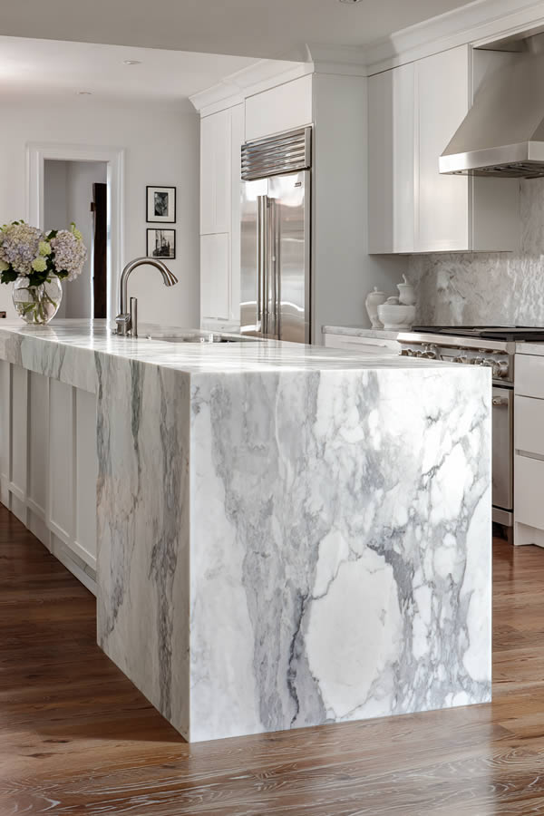 Statement Waterfall Edge Kitchen Island