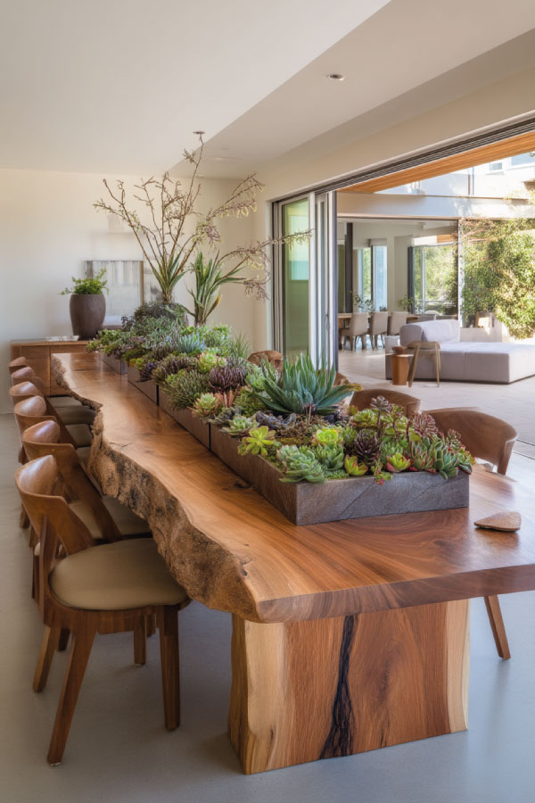 A Table With A Succulent Garden Integration A Table With A Succulent Garden Integration