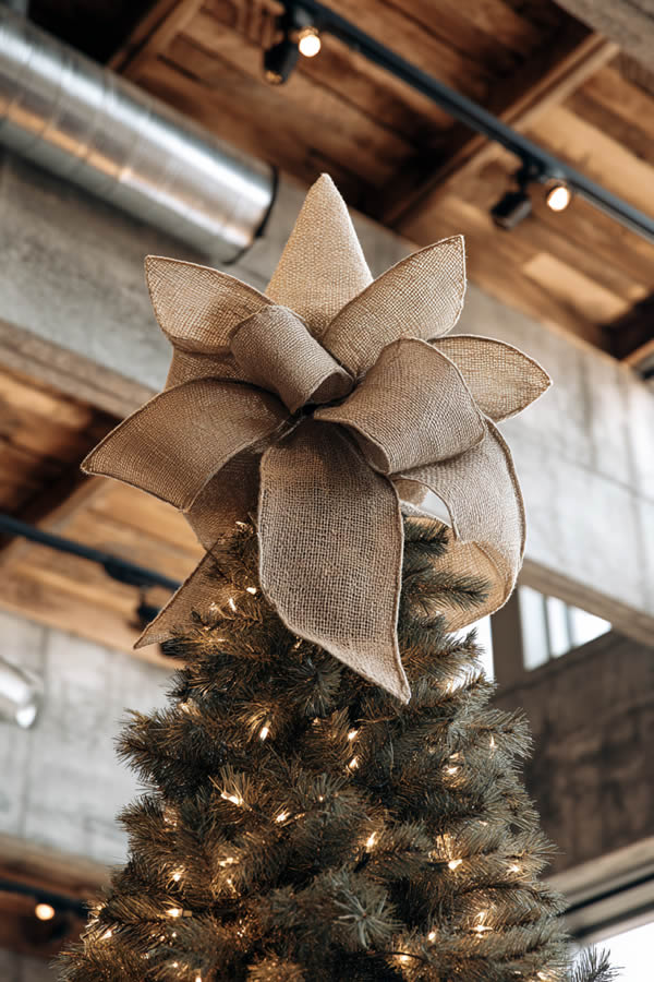 Wired Burlap Tree Topper Xmas