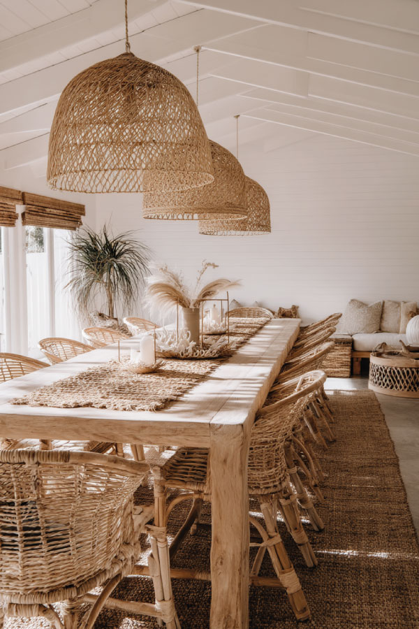 A Table With A Woven Rattan Apron Detail A Table With A Woven Rattan Apron Detail
