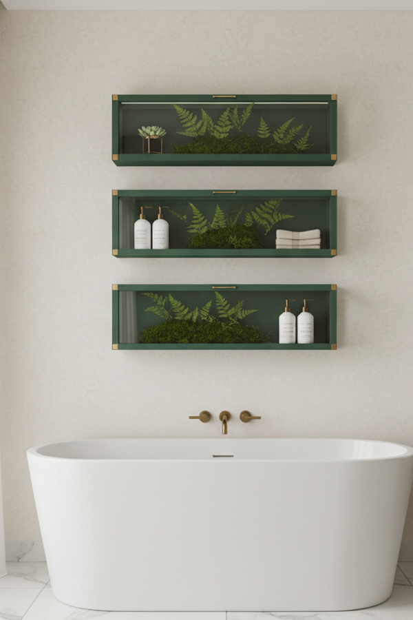 Bathroom Forest Green Preservation Fern Shadow Box Floating Shelves Bathroom Forest Green Preservation Fern Shadow Box Floating Shelves