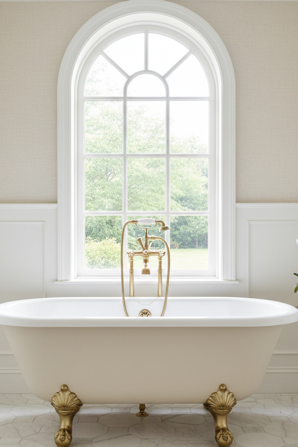 Bathroom Classic Cream Pedestal Tub With Ball-and-Claw Feet Bathroom Classic Cream Pedestal Tub With Ball-and-Claw Feet