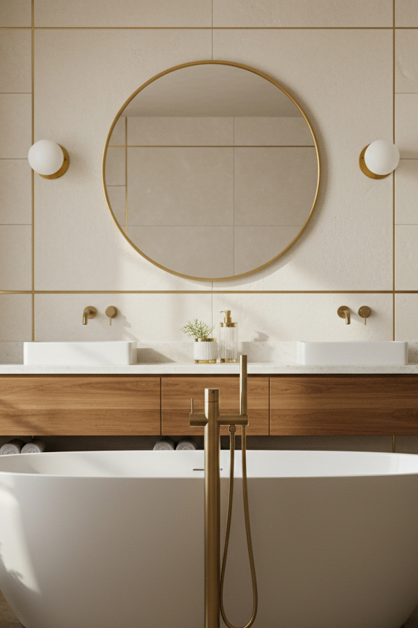 Bathroom Brushed Bronze Tub Filler With Floor-Mount Installation Bathroom Brushed Bronze Tub Filler With Floor-Mount Installation