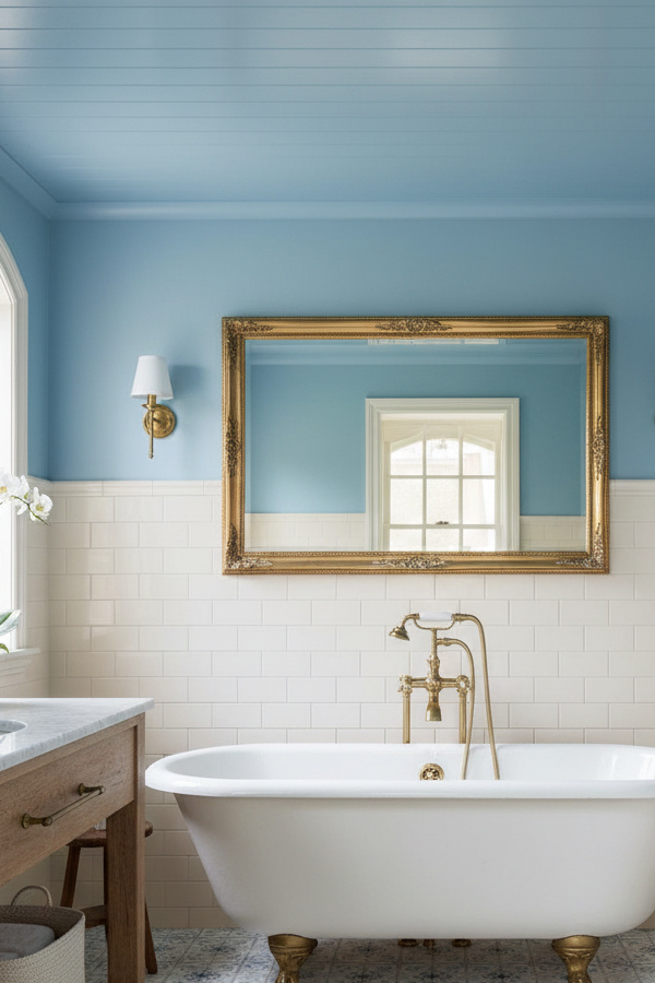 Bathroom Powder Blue Beadboard Ceiling For Cottage Charm Bathroom Powder Blue Beadboard Ceiling For Cottage Charm