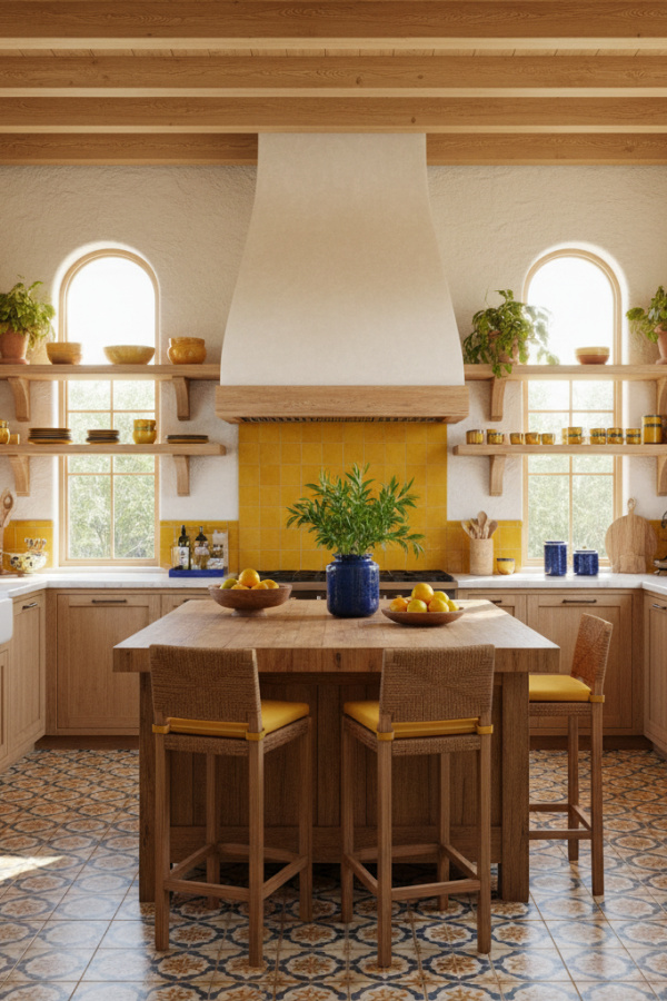 Modern Spanish Kitchen Hood, Smooth Plaster Finish, Integrated Ventilation, Bright Minimalist Kitchen Modern Spanish Kitchen Hood, Smooth Plaster Finish, Integrated Ventilation, Bright Minimalist Kitchen