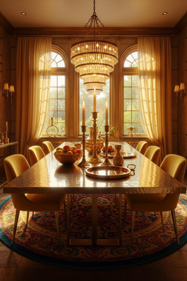 Brass Candlestick Trio With A Bright Taper Candle Display Brass Candlestick Trio With A Bright Taper Candle Display