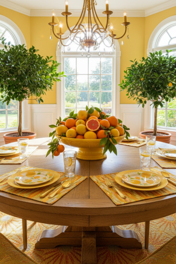Buttercup Yellow Pottery Bowl With A Bright Citrus Centerpiece Buttercup Yellow Pottery Bowl With A Bright Citrus Centerpiece