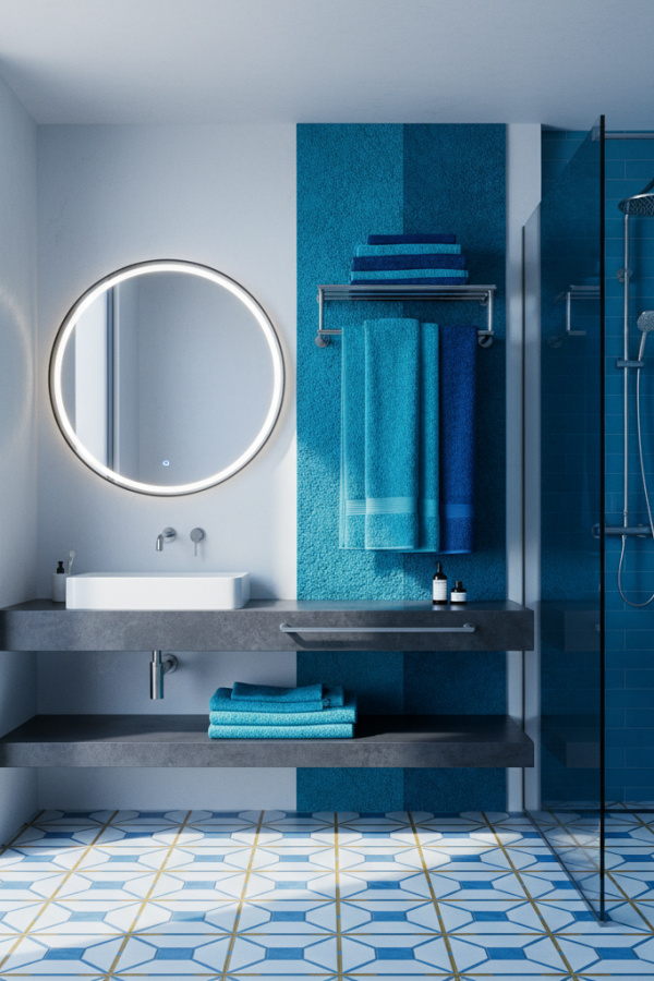 Close Up of Modern Urban Chic Bathroom Towel Rack on Wall Close Up of Modern Urban Chic Bathroom Towel Rack on Wall