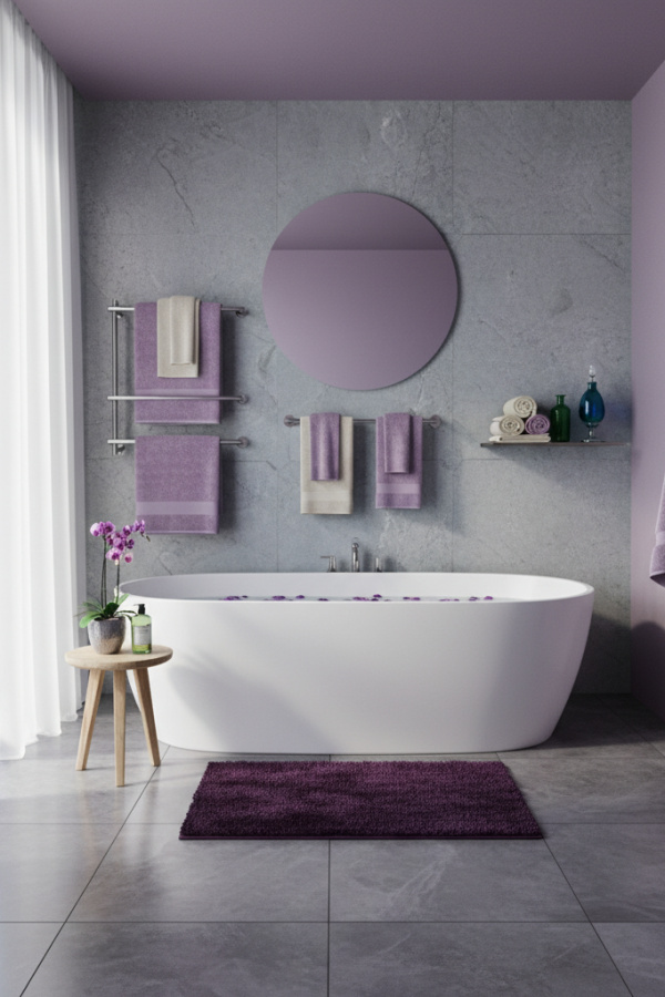 Close Up of Modern Chic Retreat Bathroom Towel Rack on Wall Close Up of Modern Chic Retreat Bathroom Towel Rack on Wall