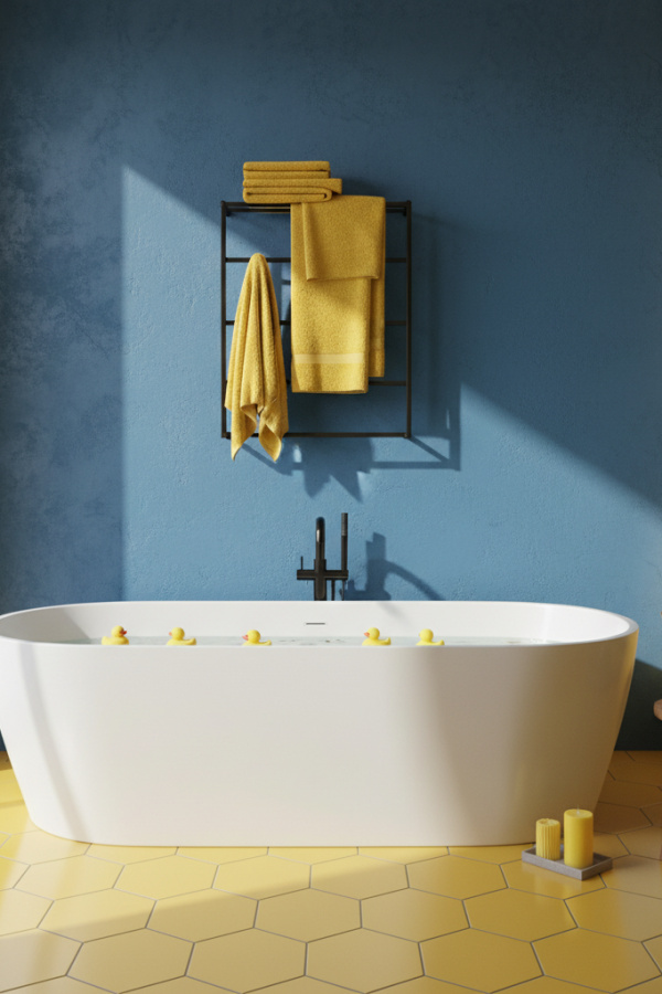 Close Up of Modern Bold Tranquility Bathroom Towel Rack on Wall Close Up of Modern Bold Tranquility Bathroom Towel Rack on Wall