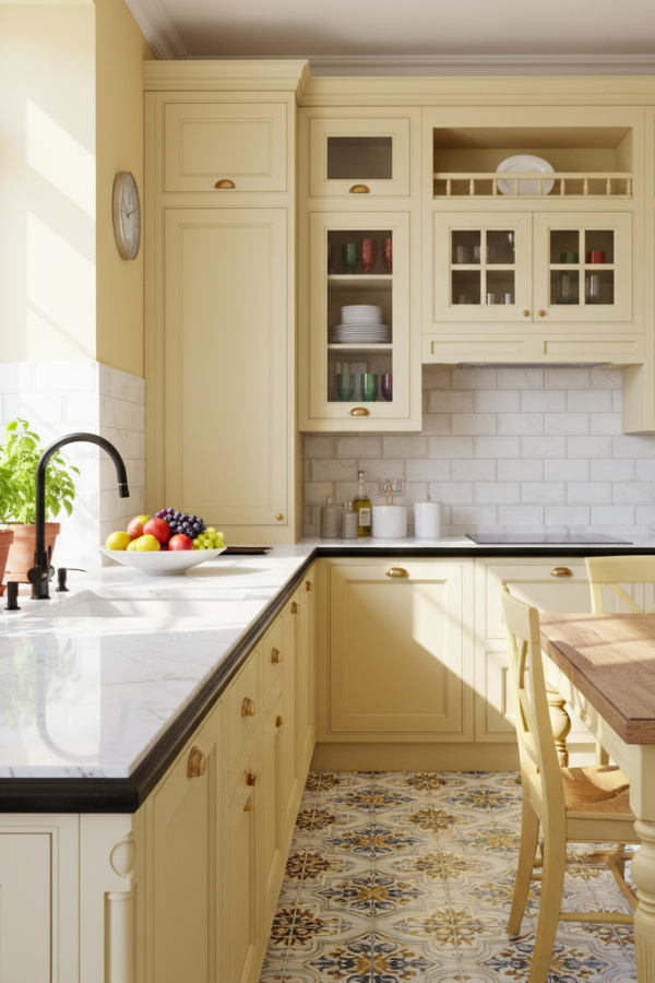 Kitchen Countertop, White Marble Slab, Black Metal Edge Trim, Sunlit Elegant Kitchen Kitchen Countertop, White Marble Slab, Black Metal Edge Trim, Sunlit Elegant Kitchen