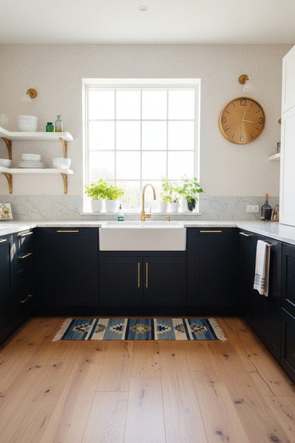 Kitchen Cabinetry, Two-Tone Design, Black Lower White Upper, Bright Scandinavian Kitchen Kitchen Cabinetry, Two-Tone Design, Black Lower White Upper, Bright Scandinavian Kitchen