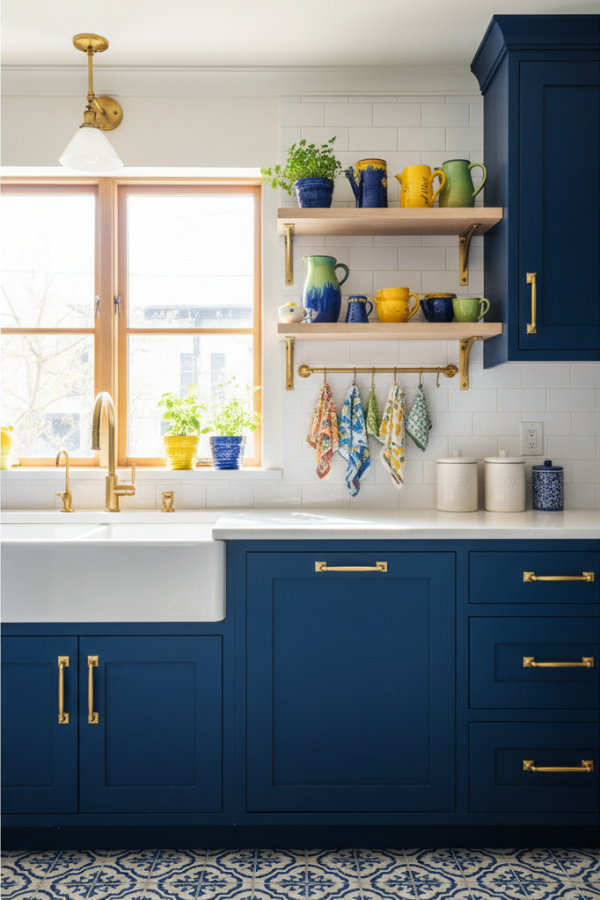 Kitchen Cabinets, Navy Blue Shaker Style, White Quartz Countertop, Bright Traditional Kitchen Kitchen Cabinets, Navy Blue Shaker Style, White Quartz Countertop, Bright Traditional Kitchen
