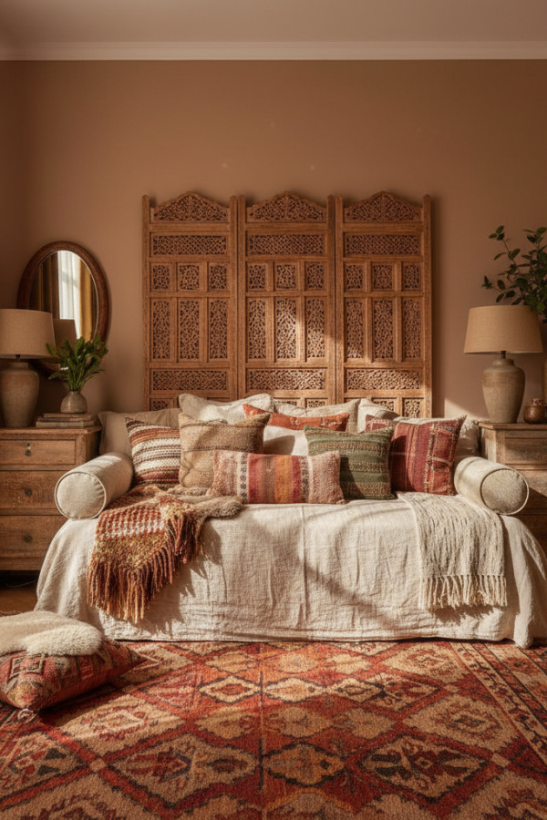 Daybed in Guest Room, Performance Linen, Decorative Cushions, Sunlit Multi-Purpose Room Daybed in Guest Room, Performance Linen, Decorative Cushions, Sunlit Multi-Purpose Room
