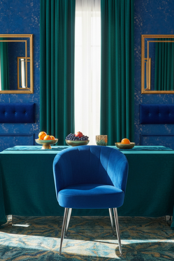 Cobalt Blue Velvet Bucket Chair With Sunlit Chrome Tapered Legs Cobalt Blue Velvet Bucket Chair With Sunlit Chrome Tapered Legs