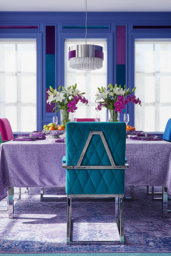 Aquamarine Velvet Geometric Back Chair With A Vibrant Stainless Steel Frame Aquamarine Velvet Geometric Back Chair With A Vibrant Stainless Steel Frame