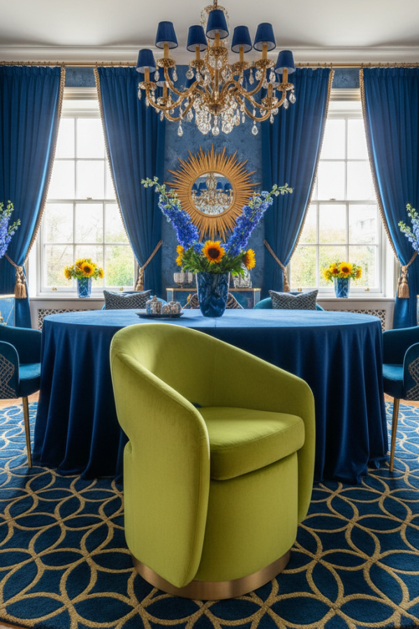 Chartreuse Velvet Sculptural Chair With A Sunlit Powder-Coated Base Chartreuse Velvet Sculptural Chair With A Sunlit Powder-Coated Base