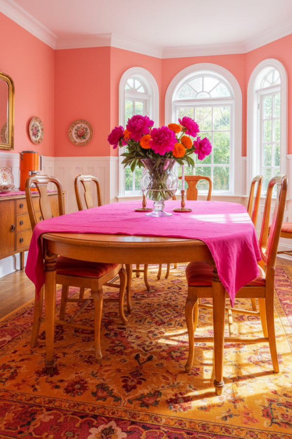 Solid Wood Oval Table With A Bright Classic Four-Leg Design