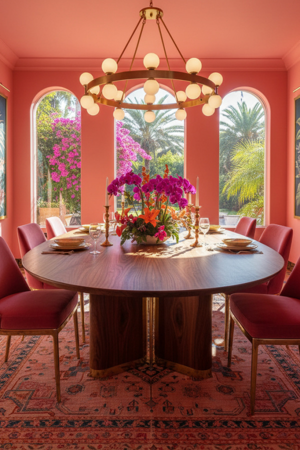 Solid Walnut Oval Table With A Sunlit Architectural Base