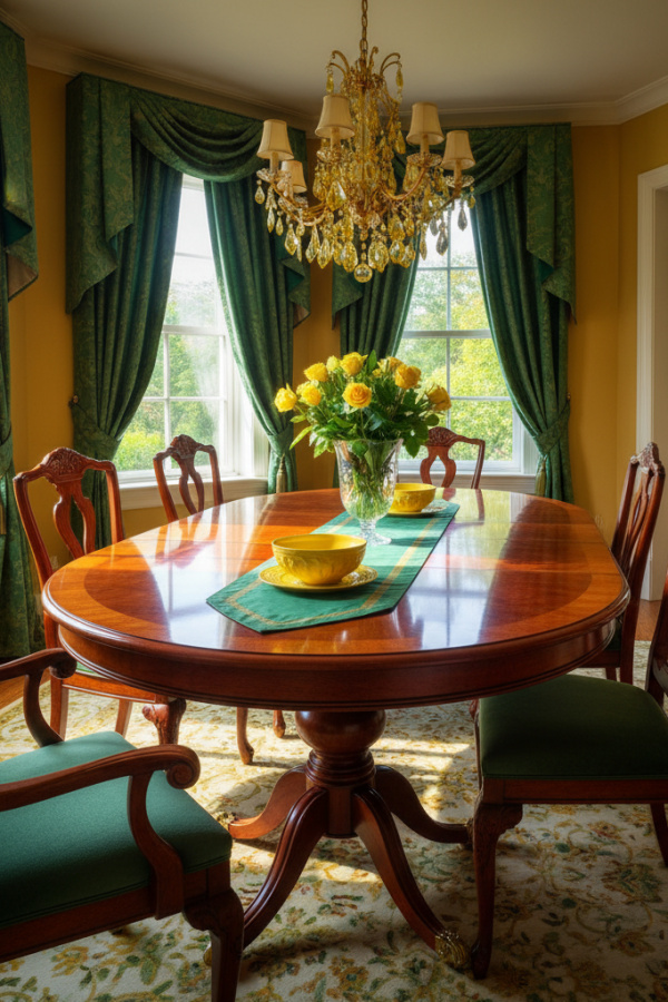 Cherry Wood Oval Table With A Vibrant Four-Leg Design