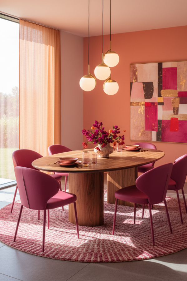 Acacia Wood Oval Table In A Modern Natural Dining Space