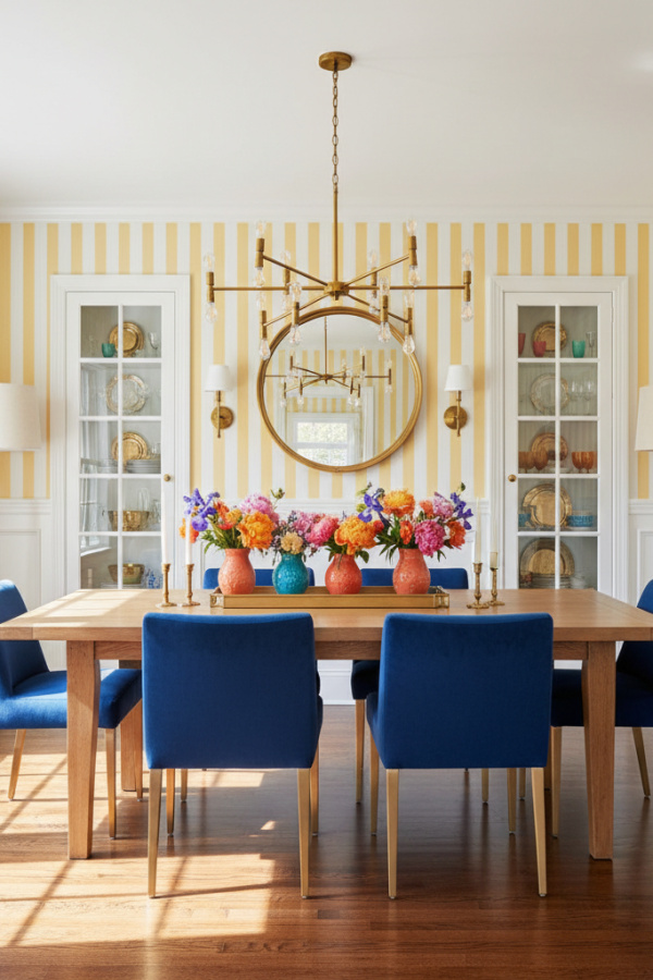 Persimmon Subtle Stripe Wallpaper And Vibrant White Beadboard Wainscoting Persimmon Subtle Stripe Wallpaper And Vibrant White Beadboard Wainscoting