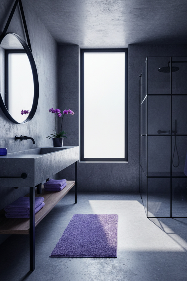 Charcoal Gray Concrete Sink Basin In A Modern Industrial Bathroom