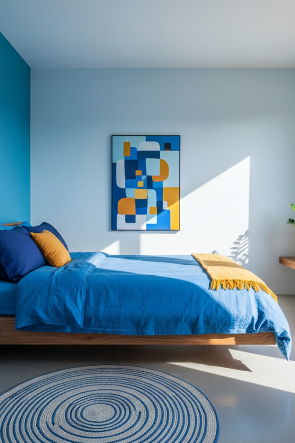 Platform Bed in Corner, Reclaimed Teak, Minimalist Floating Design, Sunlit Compact Bedroom