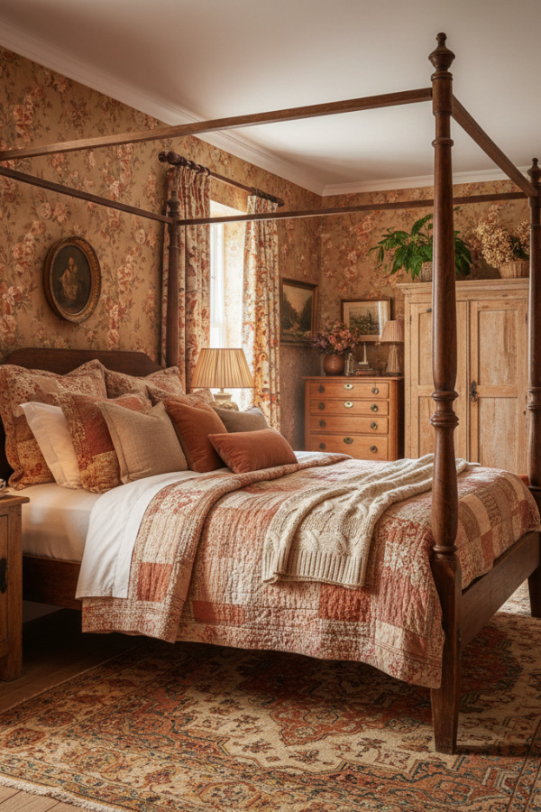 Apricot English Country Cottage Bedroom